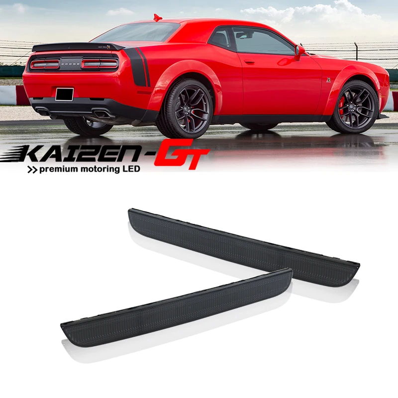 Smoked Lens Car Rear Bumper Reflector Light Tail Brake Light Cover Housings Kit For 2015-2022 Dodge Challenger, No Bulb / Socket