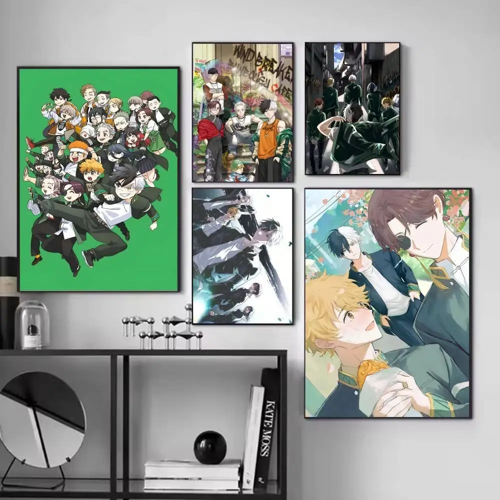 Anime Cool W-Wind B-Breaker Manga posters Self-adhesive Paper Print Home Living Room Bedroom Entrance Bar Cafe Art