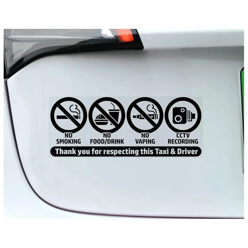 1PC Prohibition Symbol No Eating Drinking Sticker Waterproof Vinyl 10cm for Taxi Car Interior Decor