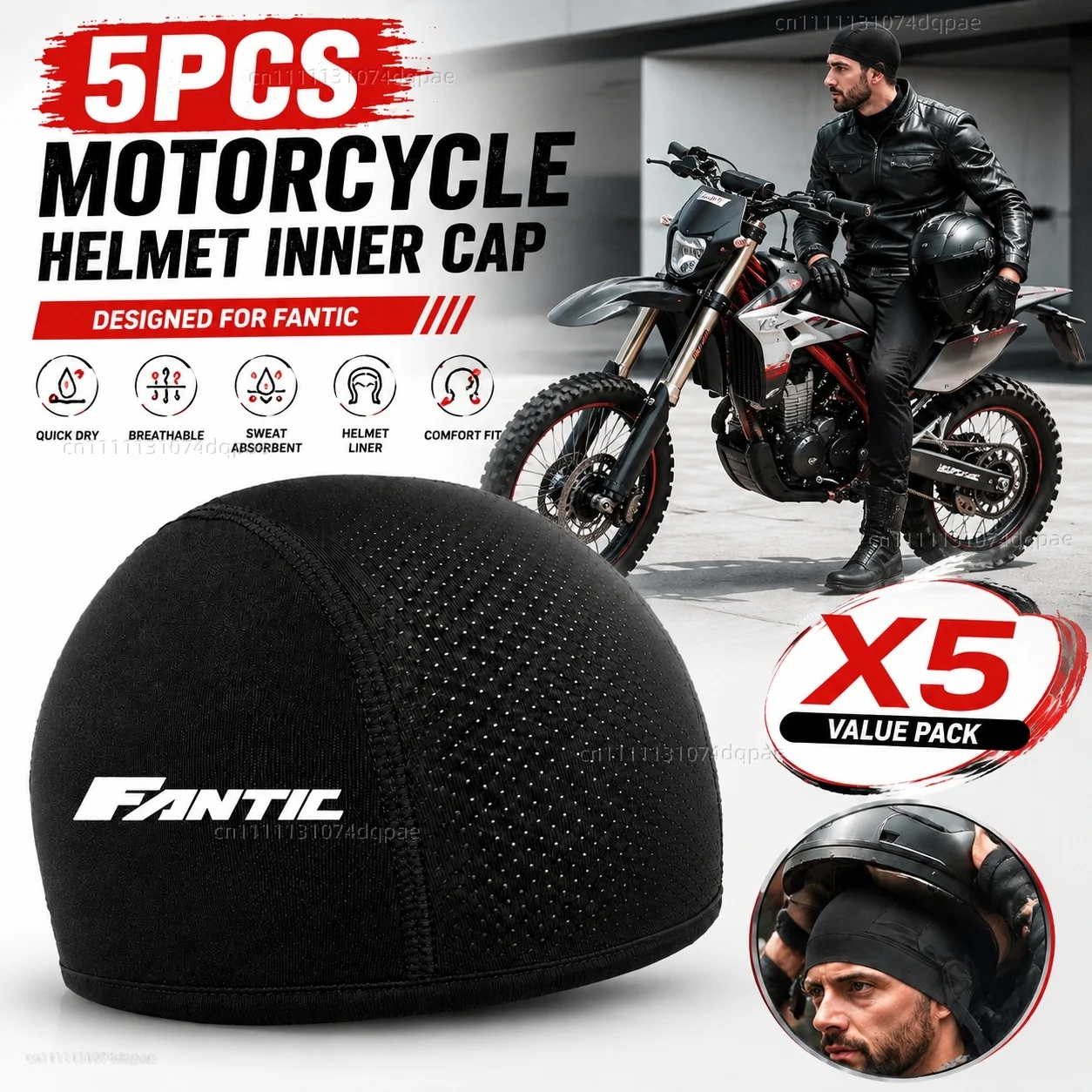 5pcs Motorcycle Helmet Inner Cap Hat Quick Dry Breathable Hat Racing Cap Thin Beanie For FANTIC CABALLERO FLAT TRACK 125 250 500