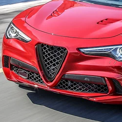 Car Front Grille Trim Glossy Black Scratch Resistant V Shape Grill Frame Trim Replacement For Alfa Romeo Giulia 2017-2020