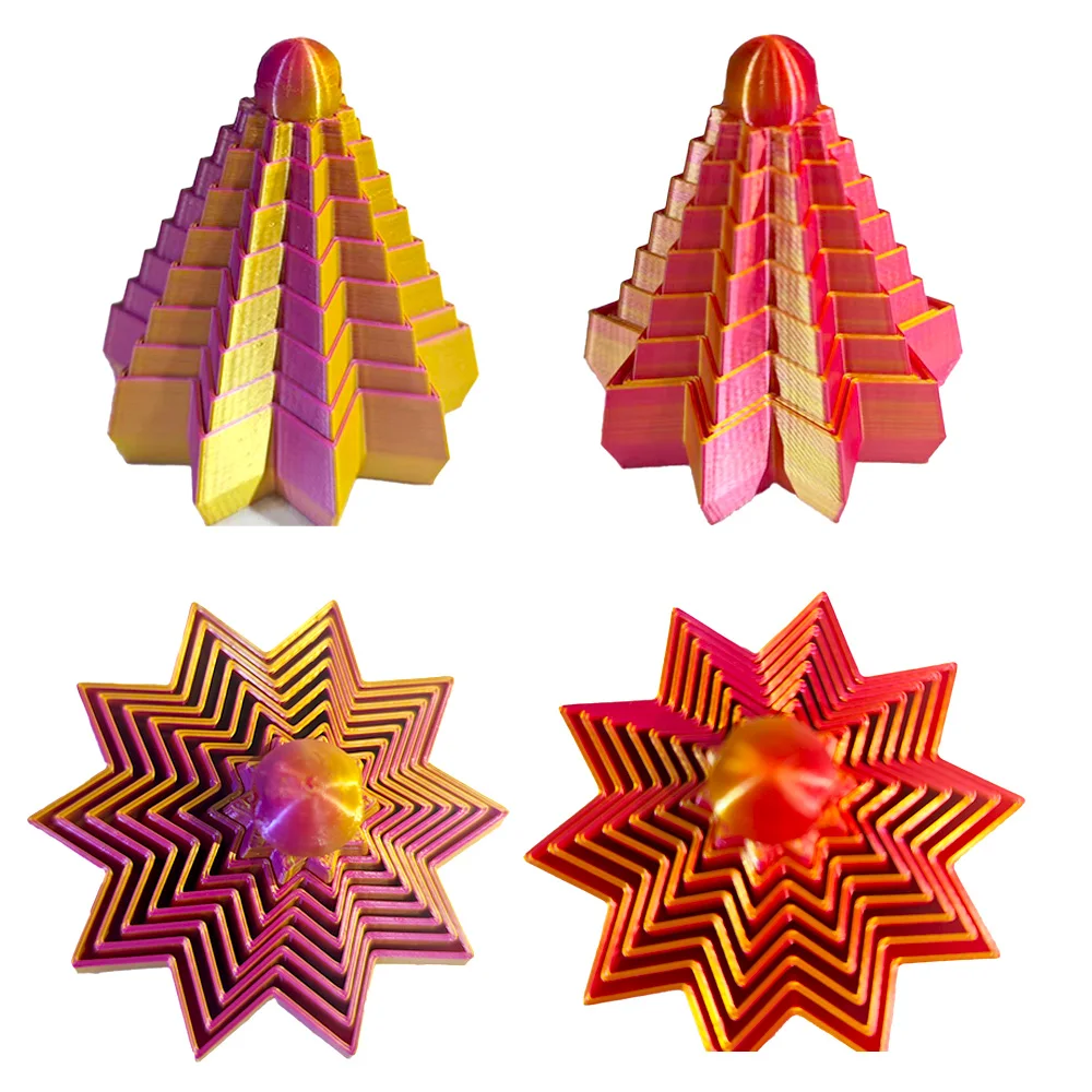 

3D Printed Fractal Hexagonal Spiral Toy | Rotating Anti-Anxiety Fidget for Adults | Sensory Pressure-Relief Desk Toy