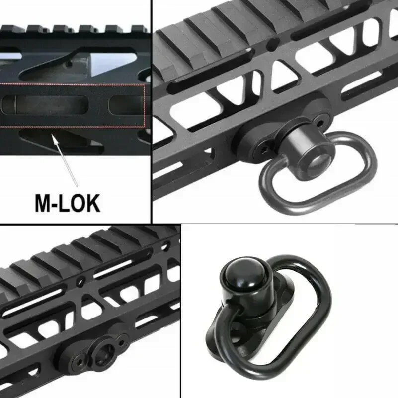 M-LOK 1.25 "QD Sling Mount Mlok Rail Pulsante a sgancio rapido Perno girevole Adattatore Attacco per cinghia Accessori per pistola giocattolo