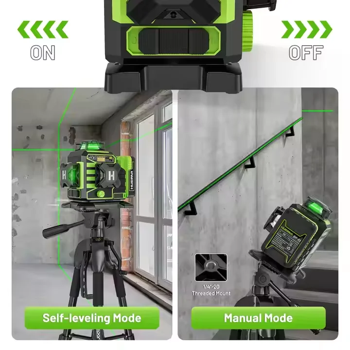 2026 Huepar New Model High Quality W03CG 12 3D Line Outdoor Laser Level Separate Projection and Manual Mode