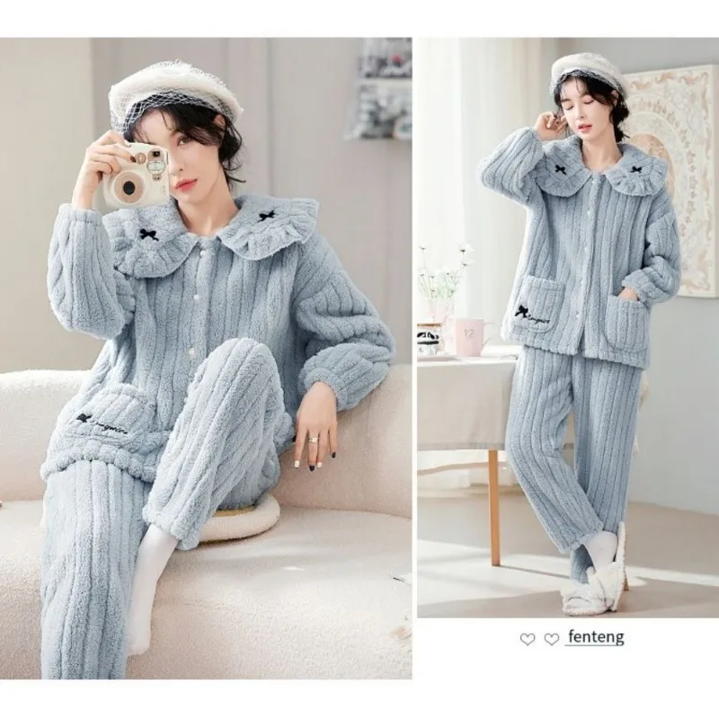 Pyjama en Velours Trempé pour Femme et Étudiante, Vêtement d'Optique, Peut vitation du Goutte, Service à Domicile, Nouvelle Collection Automne Hiver 2023