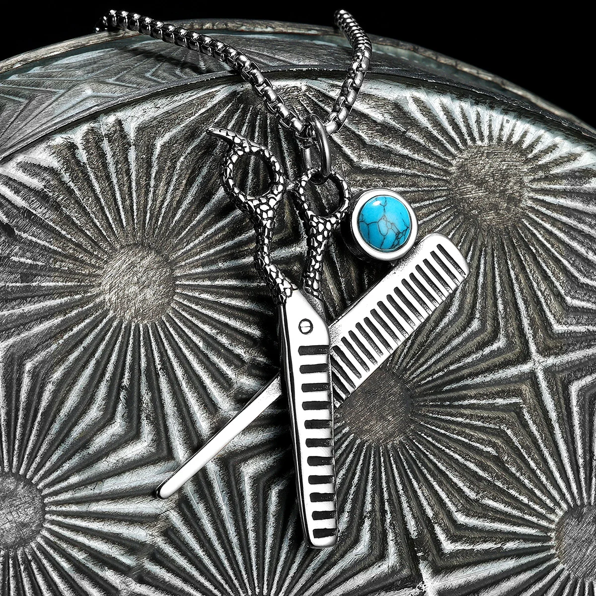 

Barber Crystal Scissors Stainless Steel Jewelry Men Necklace With Pendant For Male Women Punk HipHop Accessories Gifts Wholesale