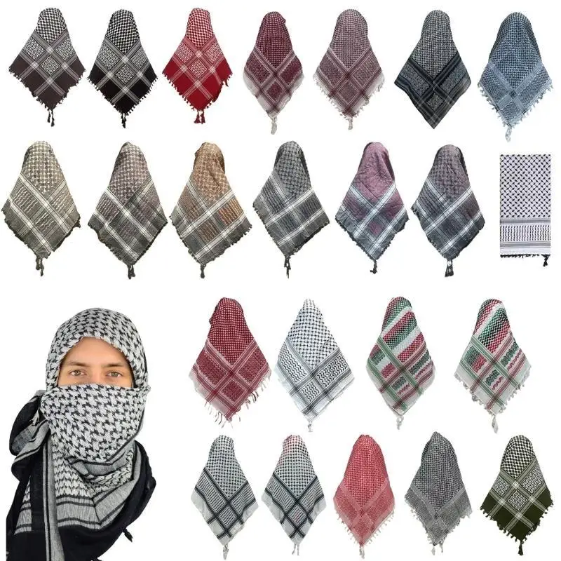 652F Breathable Arab Hijab Shemagh Neckerchief Arabian Headscarf Desert Head Covering