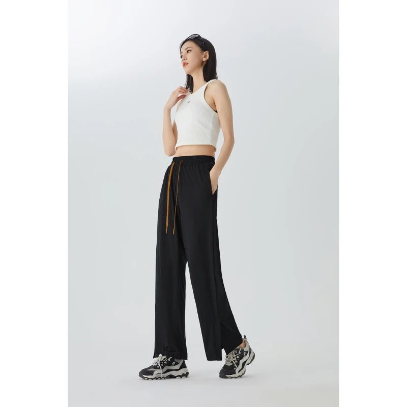 

New Fashion Summer Ice Silk Long Versatile Thin Quick Drying Sports Pants Women'S High Waist Sun Protection Casual Trousers