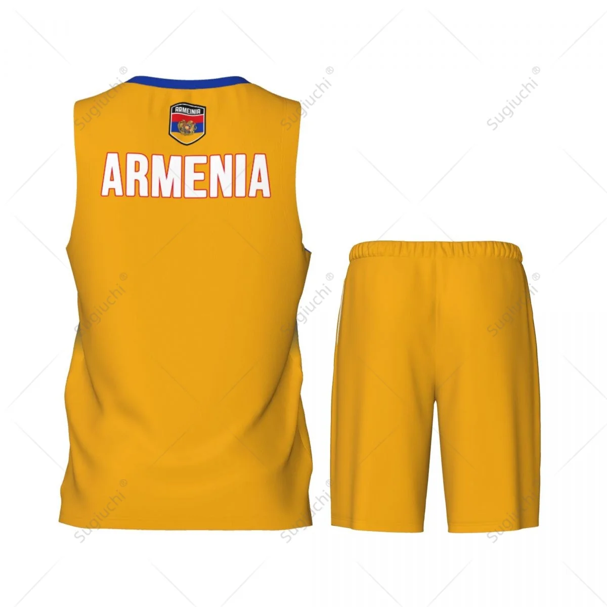 Heren Armenië Vlag Basketbal Jersey Set Mesh Shirt & Broek Mouwloos Exclusief Team-up Aangepaste Naam Nunber Unisex