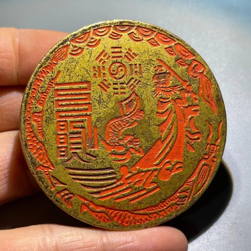 Taoist Crafts Brass Solid Cinnabar Tianshi Paperweight Paper Weight Town Altar Antique Bronze Sundries Study Supplies