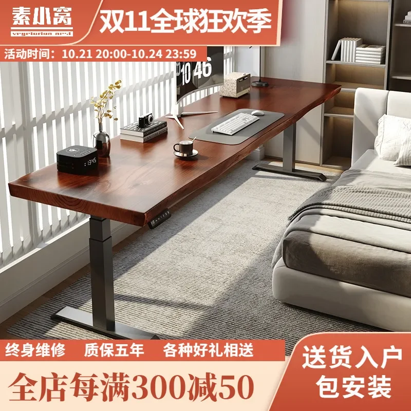 Nordic Solid Wood Electric Lifting Table Standing Learning Desktop Computer Desk Household Desk Log Writing Desk