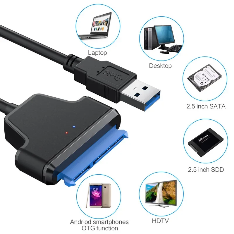 USB 3.0 SATA 3 كابل Sata إلى USB 3.0 محول يصل إلى 6 جيجابت في الثانية يدعم 2.5 بوصة محرك الأقراص الصلبة الخارجي SSD 22 دبوس كابل Sata III
