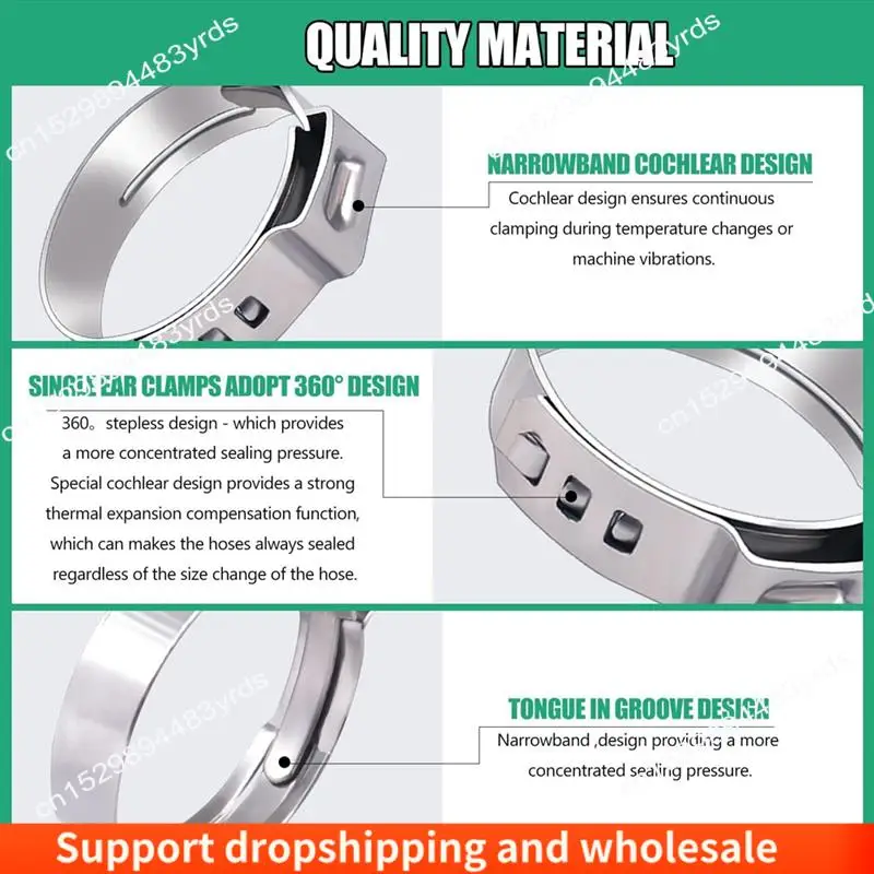 AA86 35Pcs PEX Clamps, Stainless Steel Pex Crimping Ring, Single Ear Hose Clamp For Pex Pipe Fitting Connections