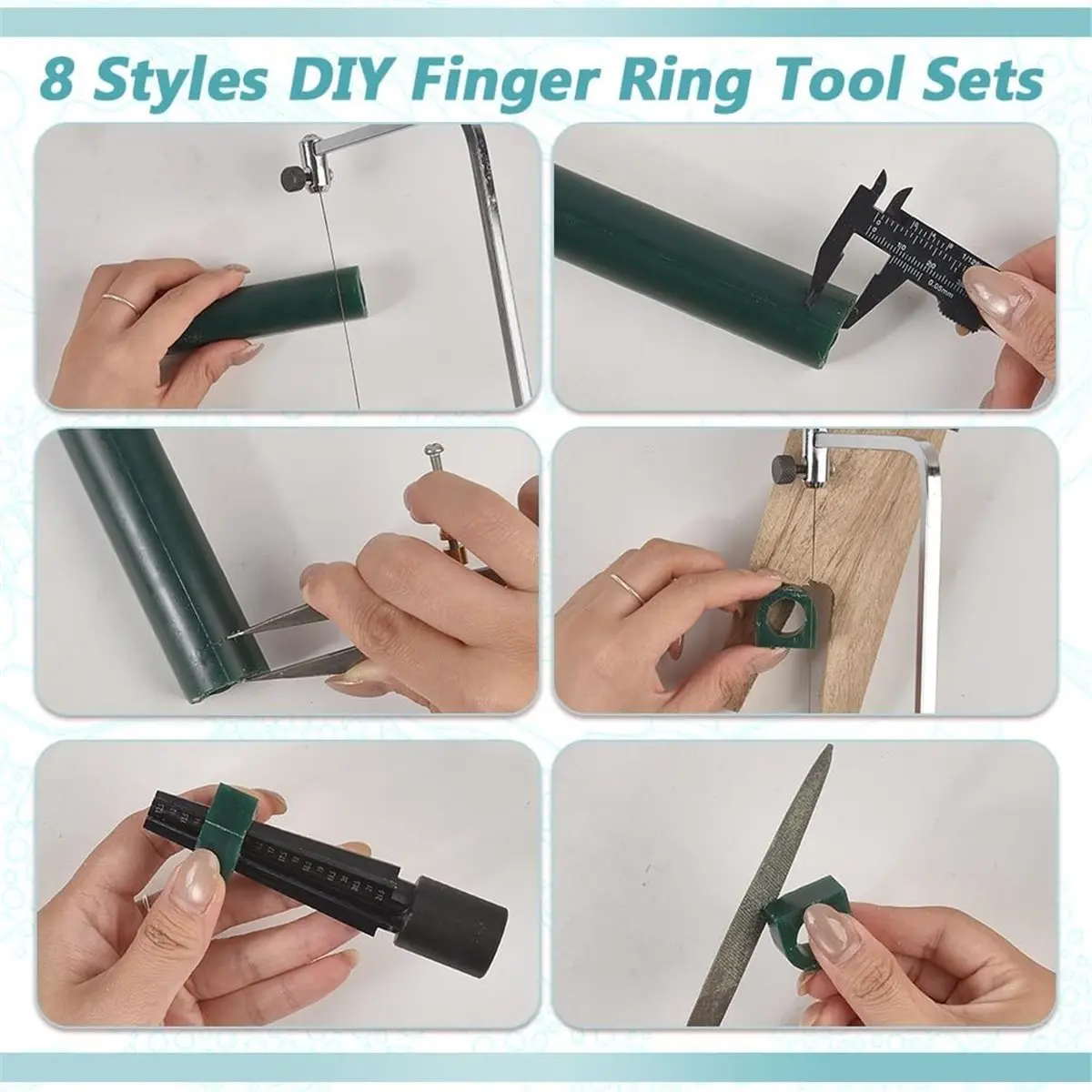 8 Styles Jewelers Wax Ring Carving Tool Kit Lost Wax Kit with Blades Wax Ring Sizer Jewelers Wax File Bench Pin