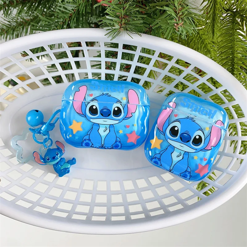 ديزني غرزة حقيبة سماعة الاذن ل Airpods 1/2 3 4 برو الكرتون لينة بولي TPU سماعة لاسلكية تعمل بالبلوتوث سماعة الغطاء الواقي مع سلسلة المفاتيح