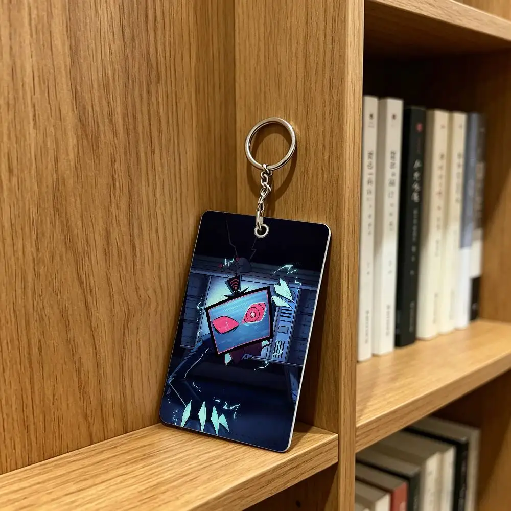 V-VOX T-Trust US H-HazbinS Card Holder Men And Womenn Universal Antirust Keychain Learther Access Drop Key Tag Ring