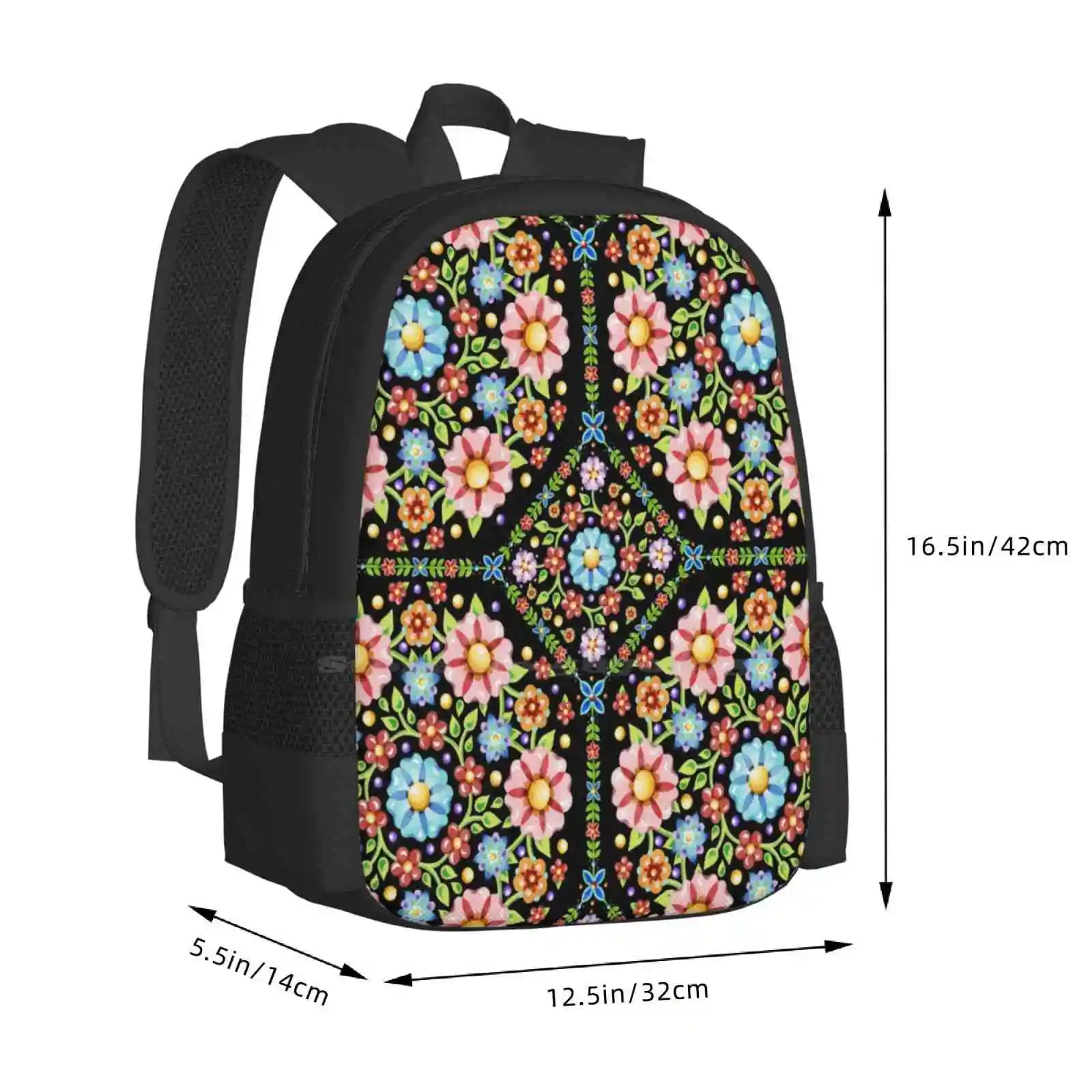 Kwiatowa korona kwiatowa Millefiori szkoła o dużej pojemności plecaki na laptopy artystyczna folklorystyczna rzymska cygańska karawana Boho Chic