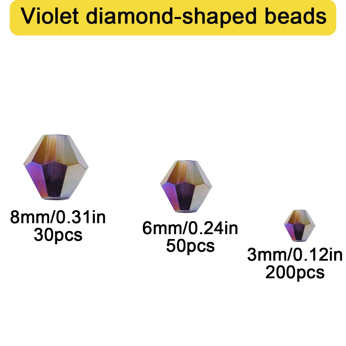 3/6/8mm Crystal Glass Bicone Beads Violet AB Aurora Rhinestone Faceted Loose Beads DIY Bracelet Necklace Jewelry Marking
