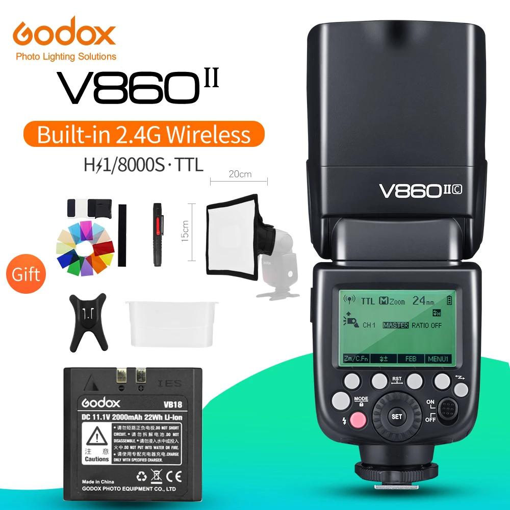 Godox V860II-C V860II-N V860II-S V860II-F V860II-O TTL HSS litowo-jonowy akumulator Speedlite Flash dla Canon Nikon Sony Fuji Olympus