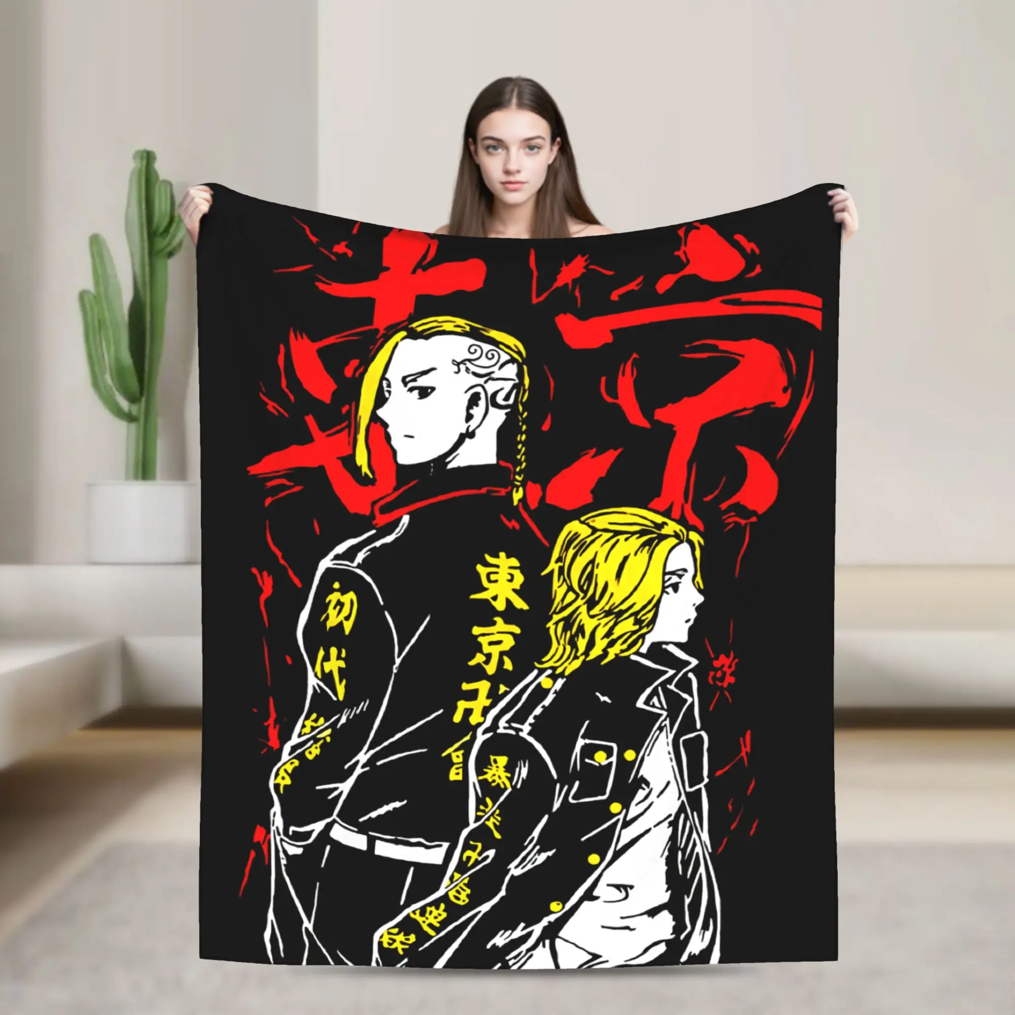 Tokyo Revengers Anime Knitted Blankets Mikey Draken Fuzzy Throw Blanket Summer Air Conditioning Portable Soft Warm Bedspread