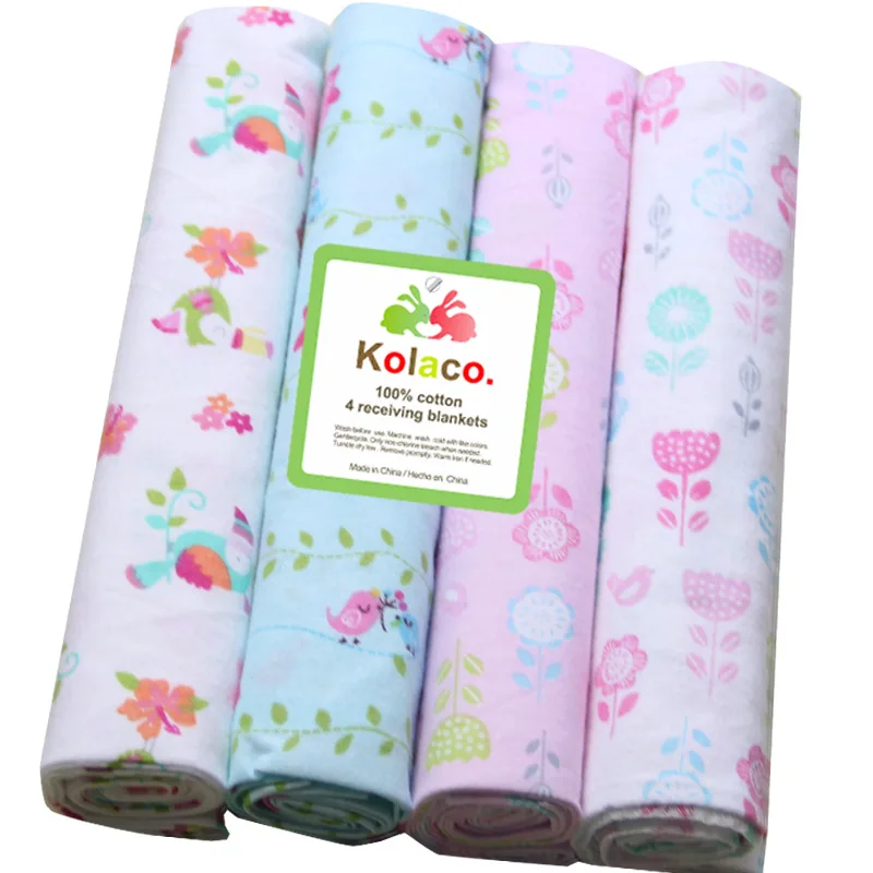4Pcs /lot Baby Blankets 100% Cotton Flannel Baby Receiving Newborn Colorful Cobertor Baby Bedsheet Supersoft Blanket 100x76 Cm