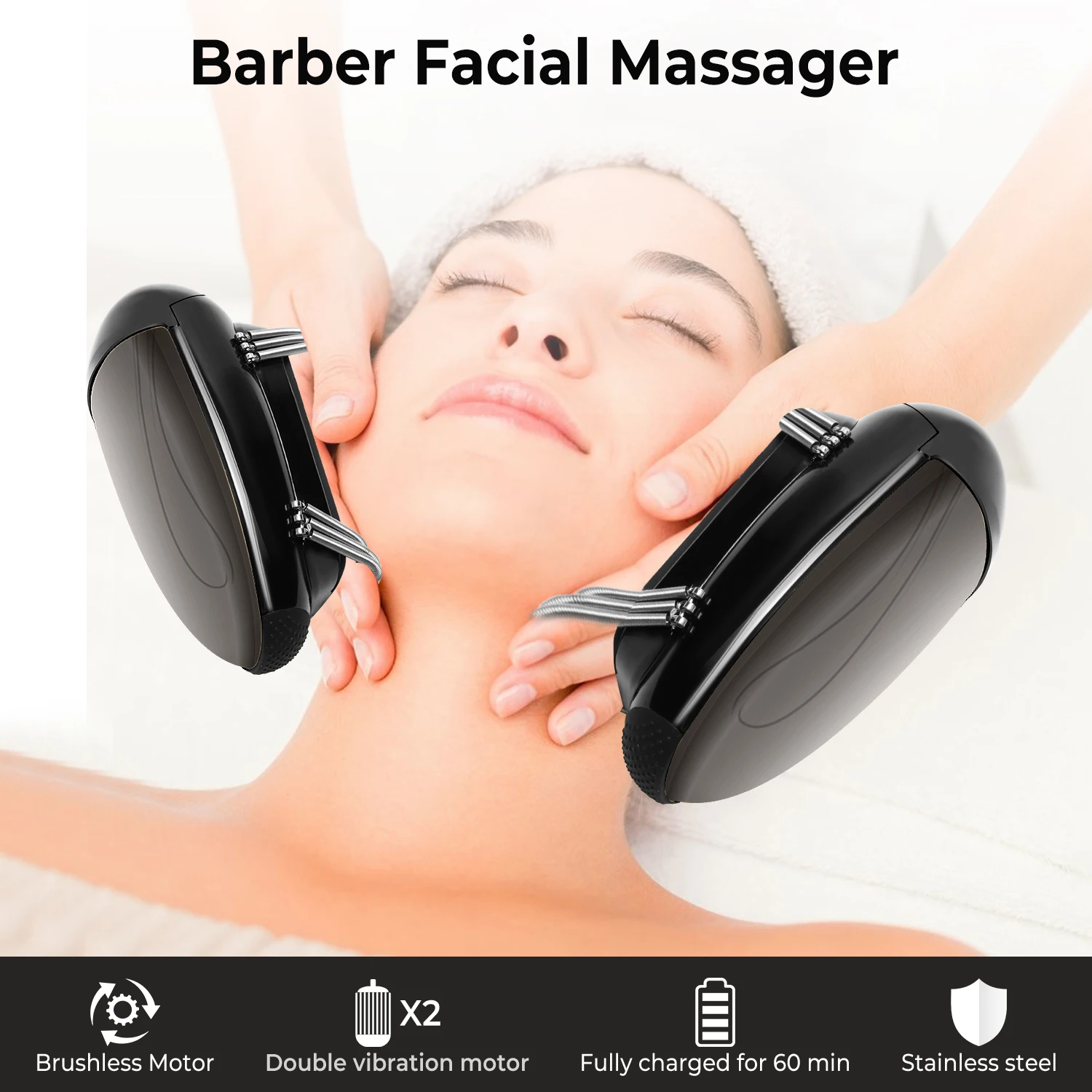 Vibefx Professional Cordless Barberology Massager Metal Handheld Electric Vibrator Massager Gun Head Messge Fitness Relaxation