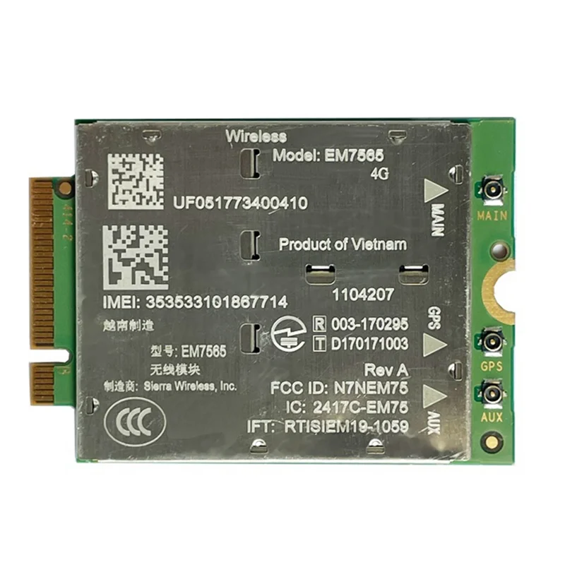 وحدة رائعة-EM7565 4G LTE + 2X 10DB طقم هوائي لأجهزة الكمبيوتر المحمول وحدة لاسلكية Cat12 EM7565 لـ CAT-12 600Mbps CBRS M2 NGFF Modu
