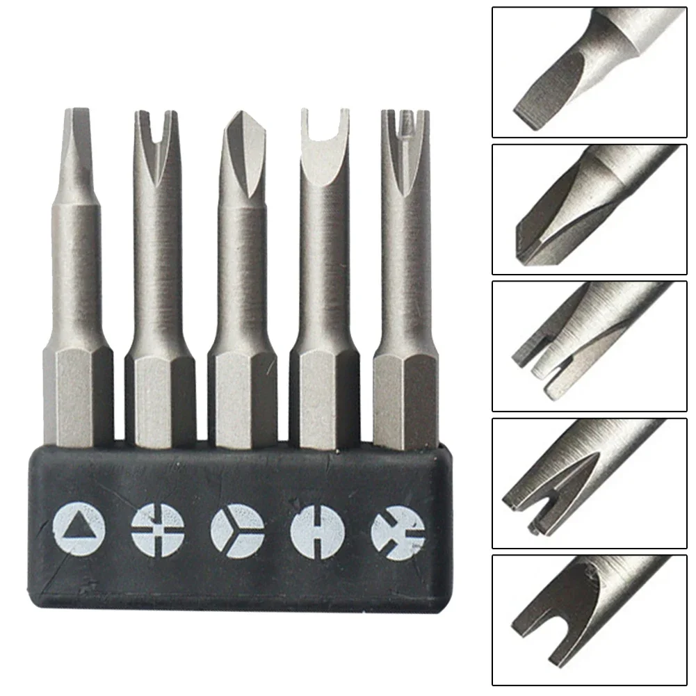 

5Pcs Y U Shaped Triangle Screwdriver Magnetic Bit 1/4in Inner Cross Three Points Screw Driver Security Tip For Power Drill