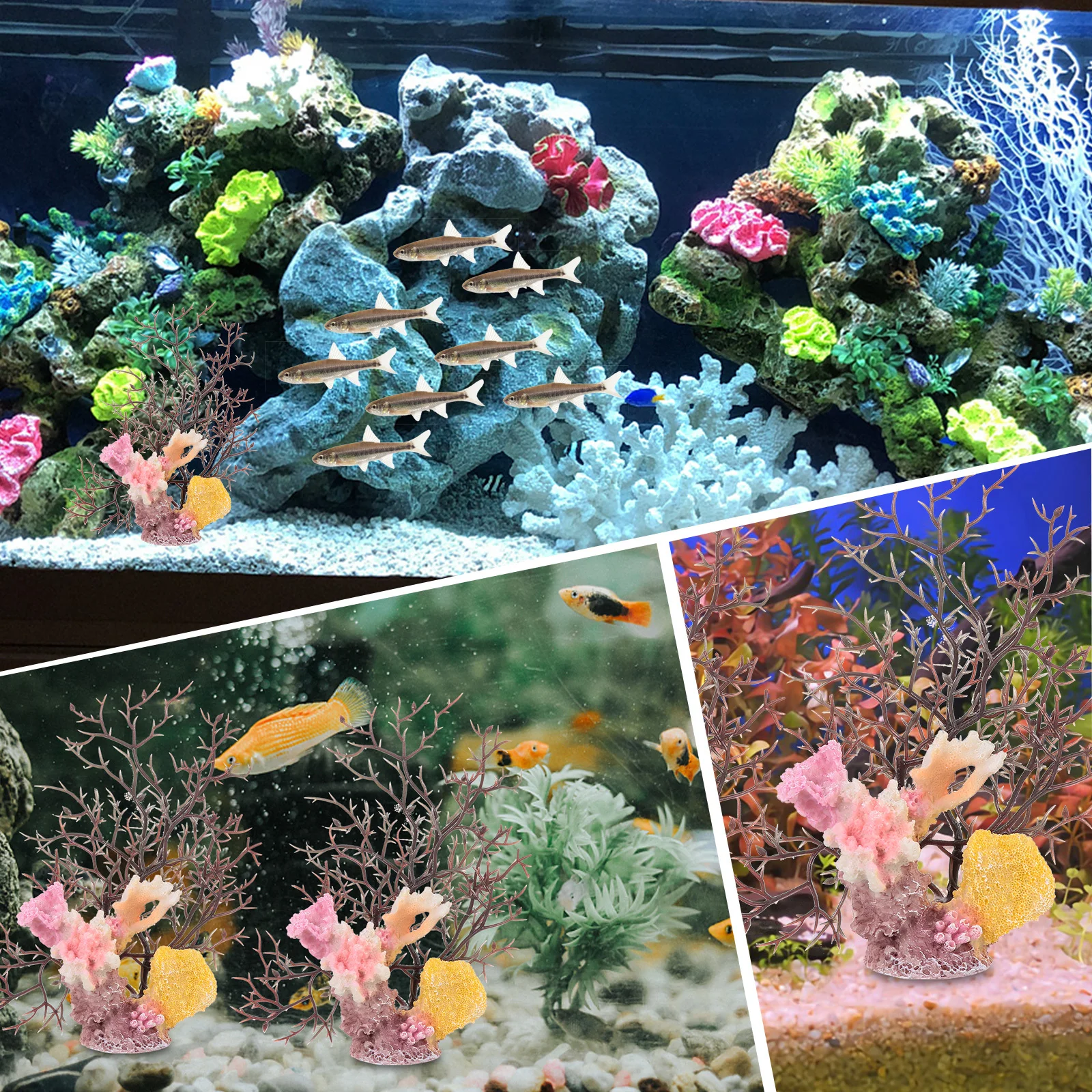 

Resin Coral Aquarium Decoration Stable Flat Bottom Heavy Fish Tank Ornament Natural Color Vivid Landscape Coral Ornament