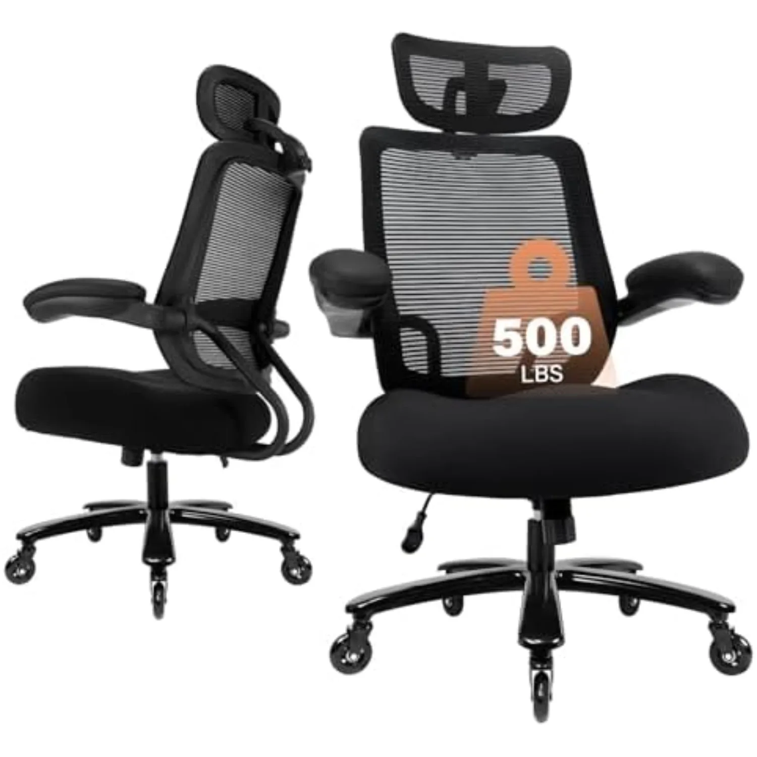 Big and Tall Office Chair with 500 LBS Capacity and Memory Foam Seat, Black | Heavy duty executive chair, plus-size