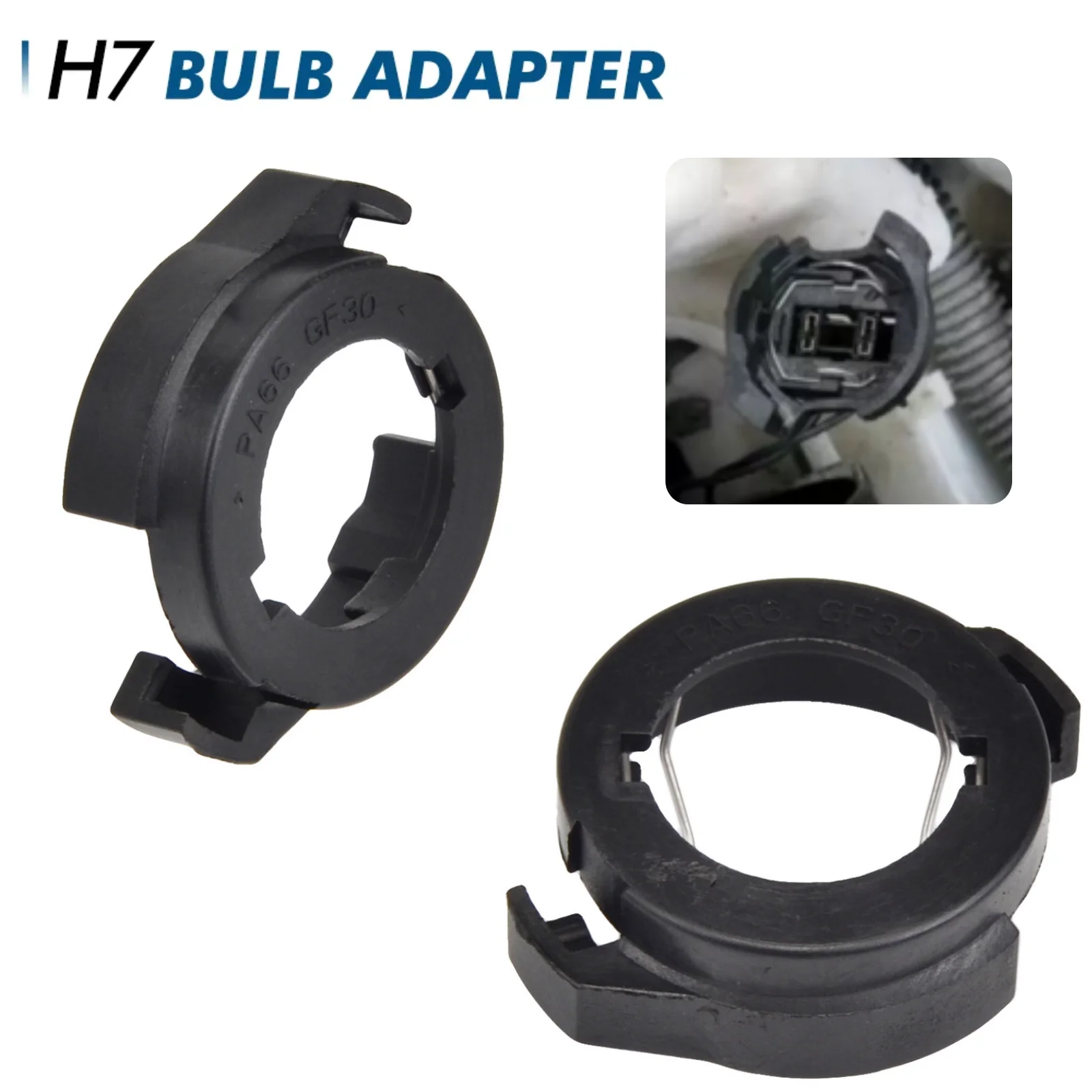 2PCS H7 Sockets LED Headlight Bulb Base Holder Adapter Socket Retainer For Ford Escape (Kuga), For VW Jetta Passat b6