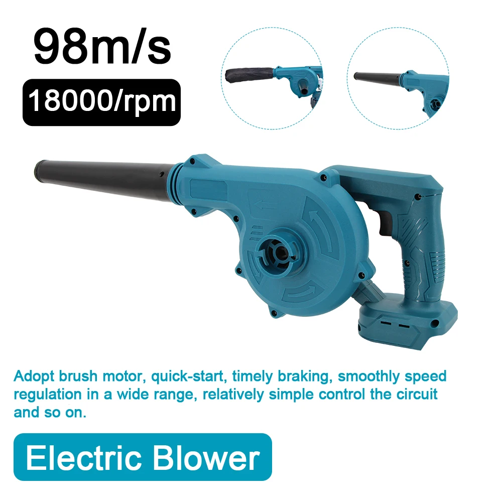 Electric Air Blower Compatible with Makita Battery Strong Wind Leafs Steplss Speed Change Dust Home Snow Cleaner Power Tool