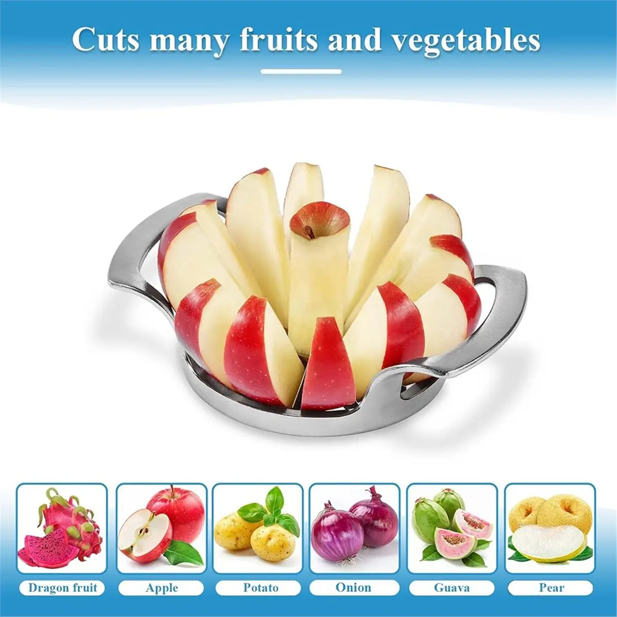 Fruit Slicer and Corer 12-Blade Stainless Steel Fruit Cutter-Frosted Handle Comfortable to Use