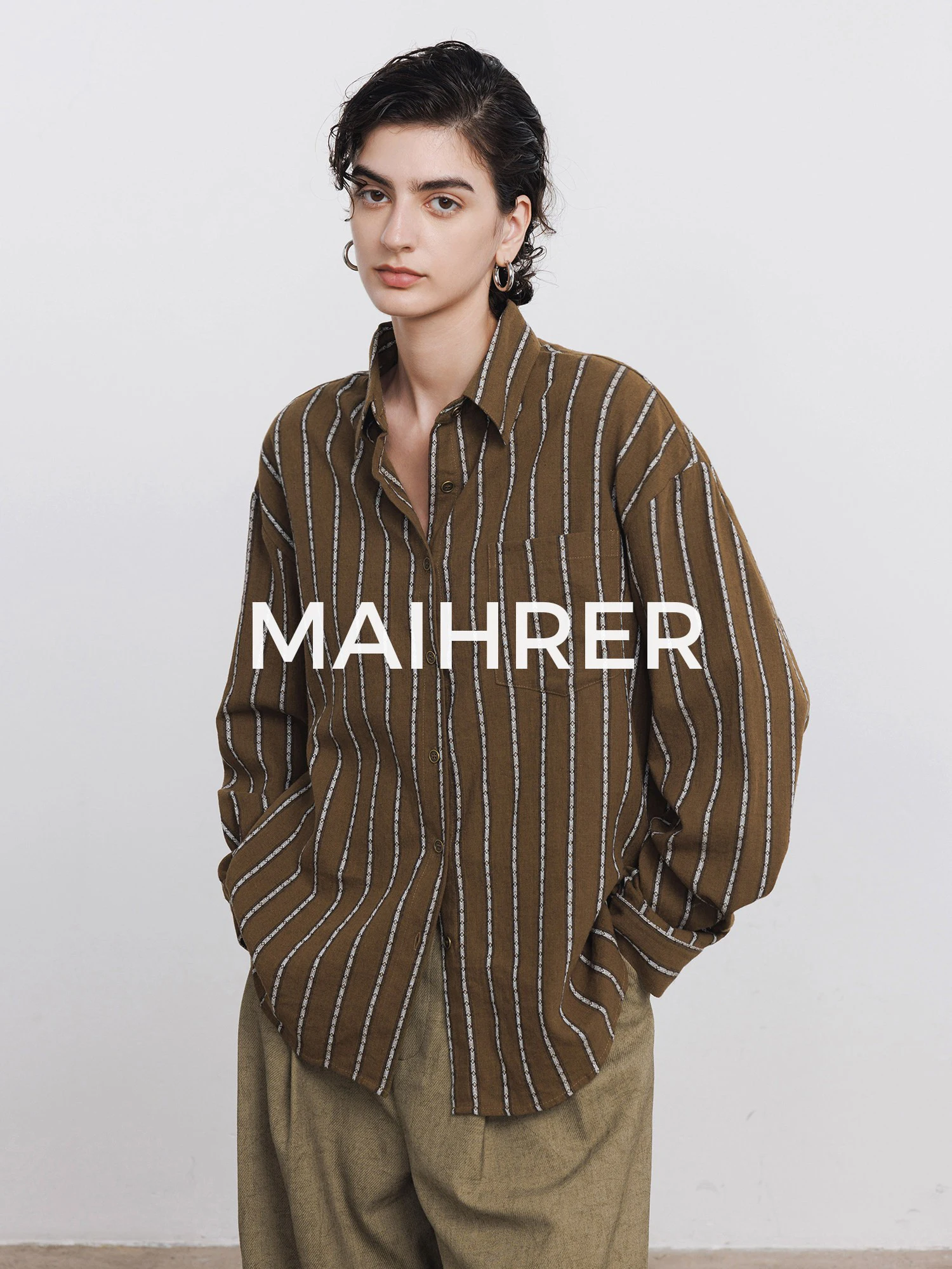 

Женская полосатая повседневная рубашка Maiherer: весенняя, для работы, из смесового хлопка, комфортная, дышащая, свободного кроя, с длинным рукавом, для делового повседневного стиля