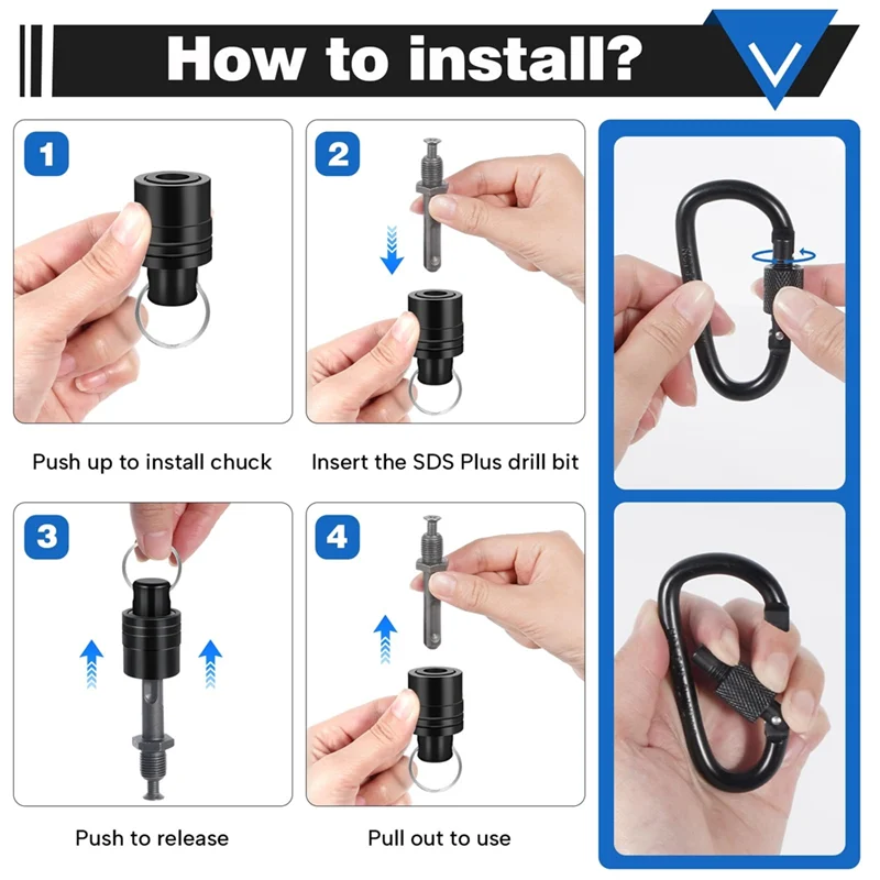 ABNO-SDS Plus Shank Drill Bit Holder Socket Adapter SDS Shank Adapter Extension Bar Keychain Easy Change Hand-Held Holders