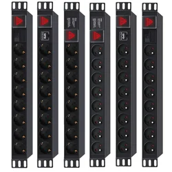 Industrial PDU Cabinet 19inch Power Extension Socket 8Bit Germany/French Outlets Plug Anti-thunder Overload Protection 1.8Meter