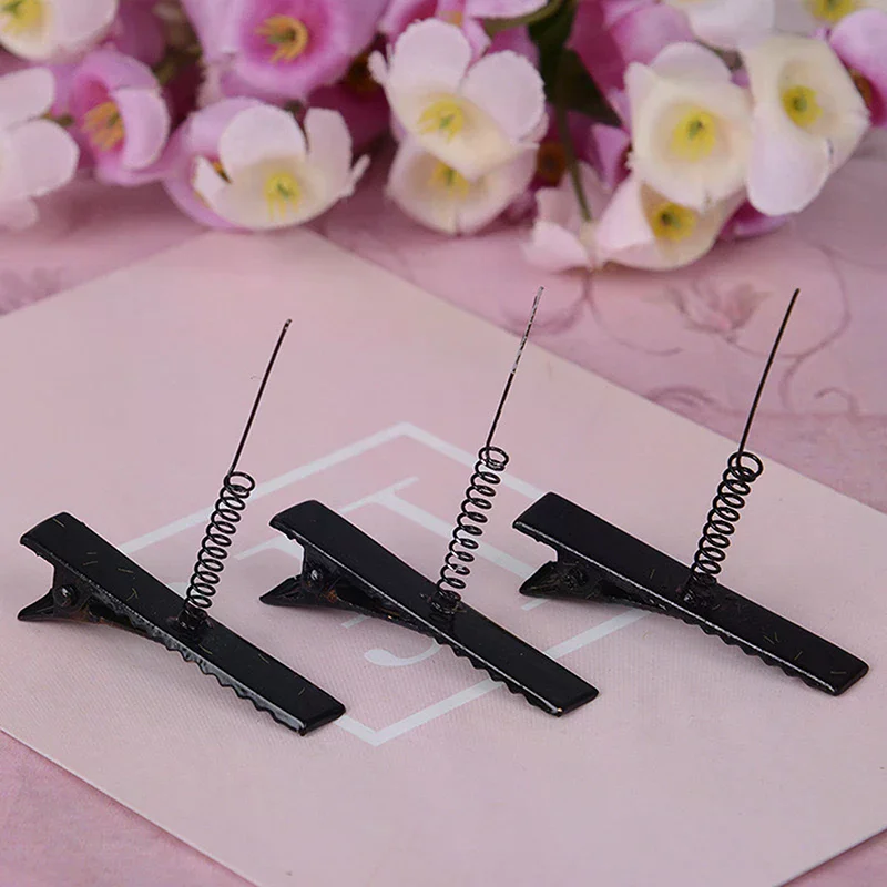 10pcs 4cm Black Metal Hair Clip with Tip Spring Crocodile Clip for Handmade Diy Basic Universal Hair Clips Creative Headwear
