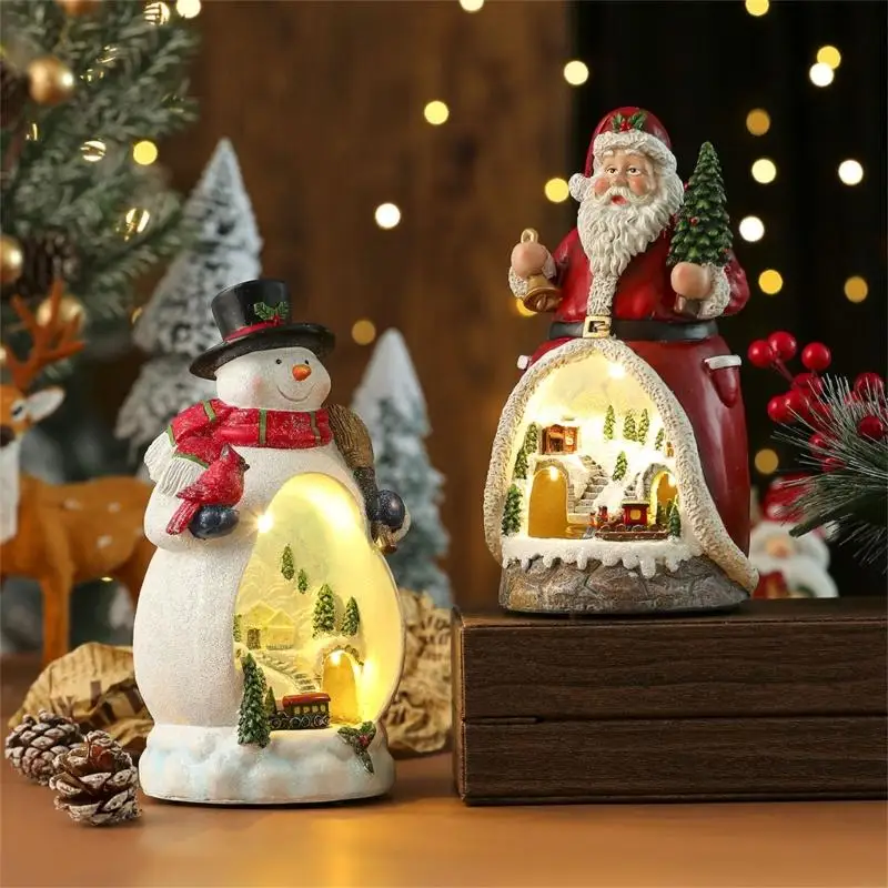 Christmas Cabin Figurine Musical Box with Train LED Light for Boy Girl Men Women