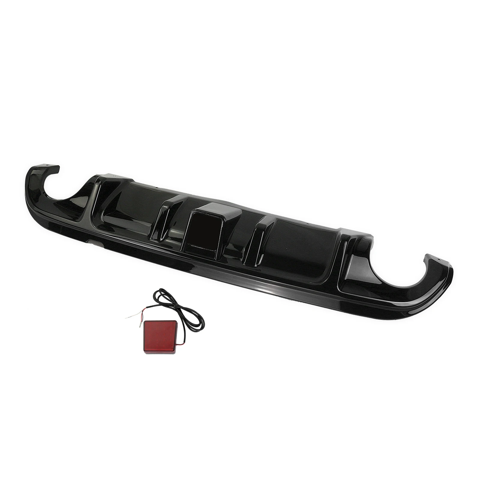 Rear Bumper Diffuser Lip Boot Spoiler Plate Exhaust Bracket Splitter With LED Lamp For Infiniti Q50 2014-2017