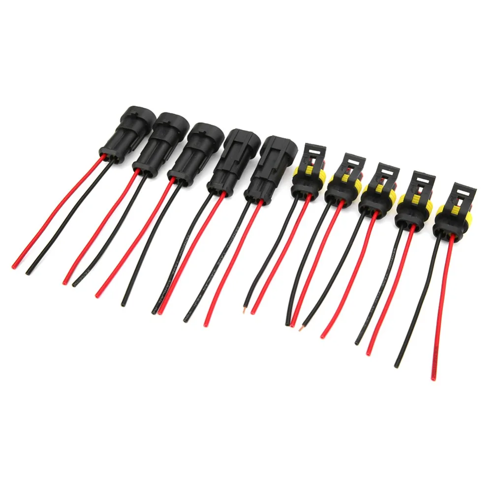 5 Sets 2 Pin Series Terminal Connector- Waterproof Plug with Wire Car Electrical Connector Electrical Connector Boat Application