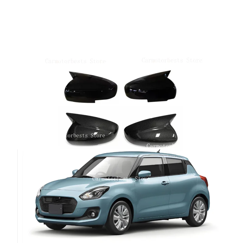 Fit For  Suzuki Swift 2018-2025 Car  Rearview Side Mirror Cover Wing Cap Rear View Case Trim Carbon Fiber 2018 2019 2020-2025