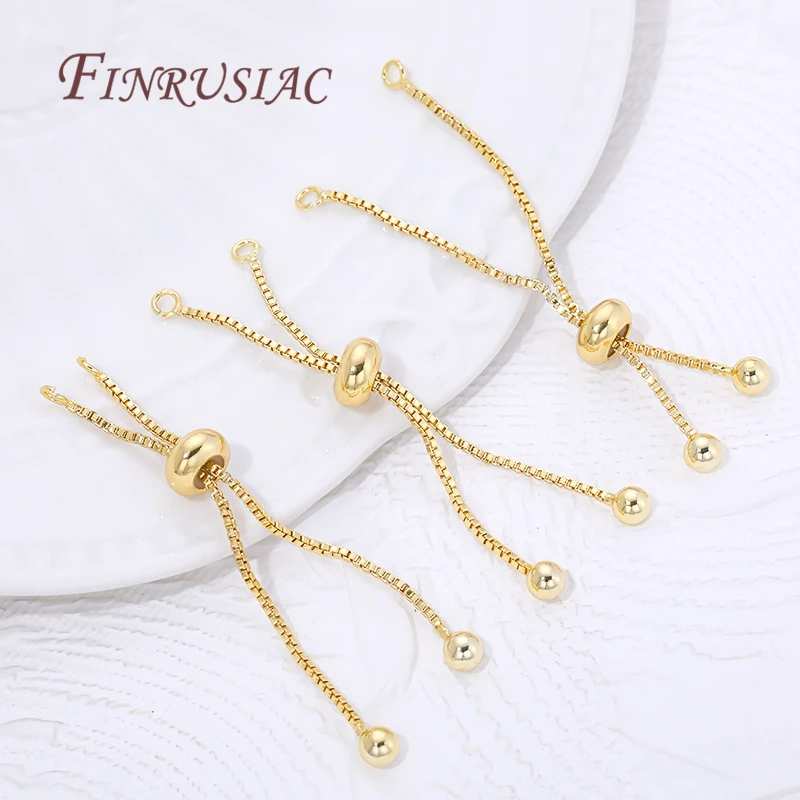 1/3/5Pcs 5cm 18K Gold Plated Adjustable Box Chains Rubber Slider Beads Bracelets Extender Chains For Jewelry Making Accessories - view 4