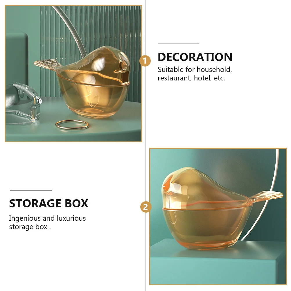 

Amber Jewelry Storage Jar Creative Glass Bird Design Decorative Desktop Storage Box Perfect for Rings Earrings Multifunctional