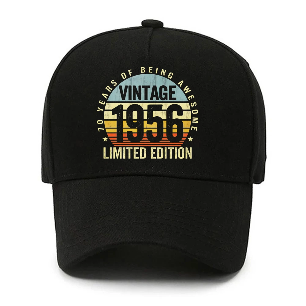 Vintage 1956 Limited Edition 70th Birthday Retro Sunset Baseball Cap Men Women Adjustable Baseball Hat Born 1956 Birthday Gift