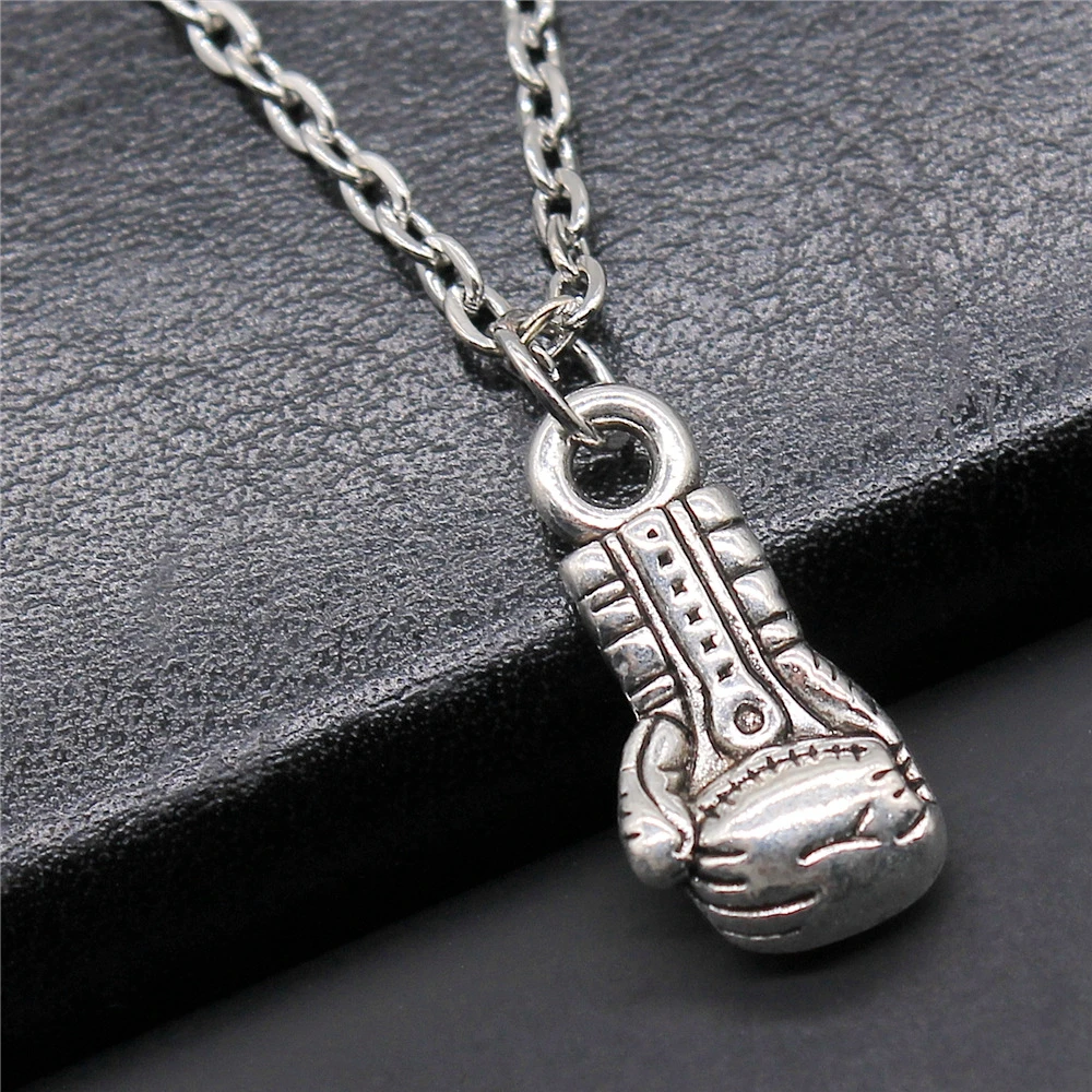 Fashion Antique Silver Color 22x10x6mm Boxing Gloves Charms Pendant Necklace For Women Lady Girl Jewelry Gift