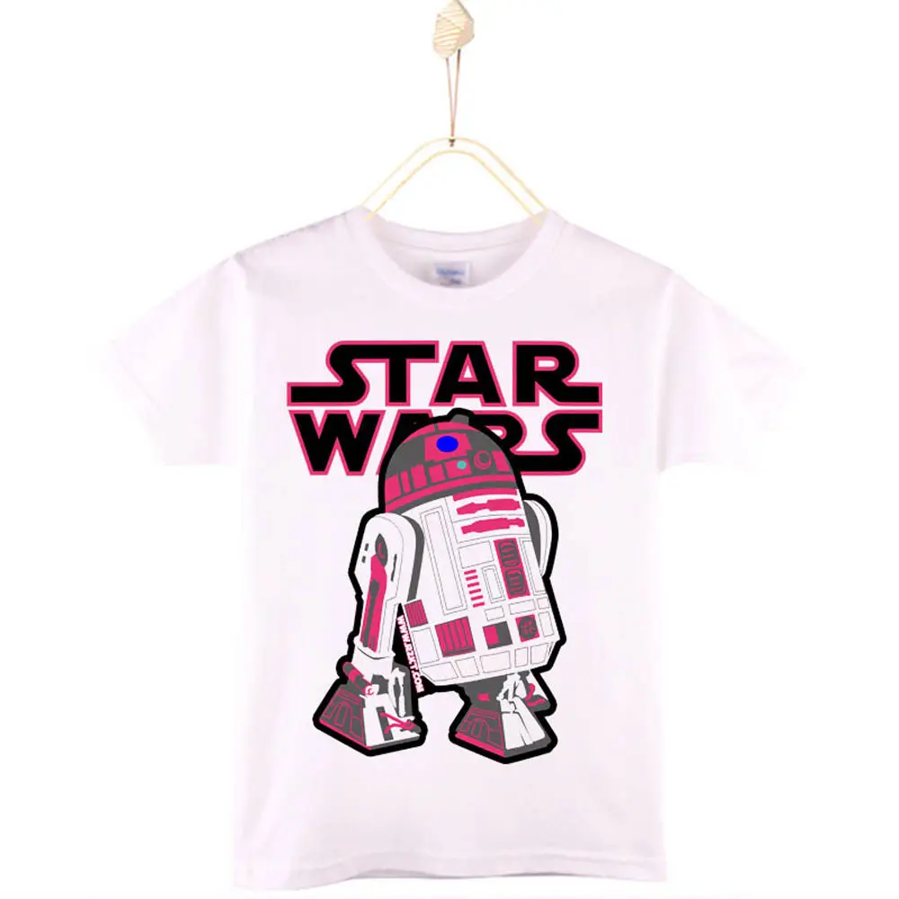

2026 Summer Children's T-shirt - Star Wars R2D2 Pattern - 100% Cotton Casual Children's Clothing for Boys - Short Sleeve Shirt