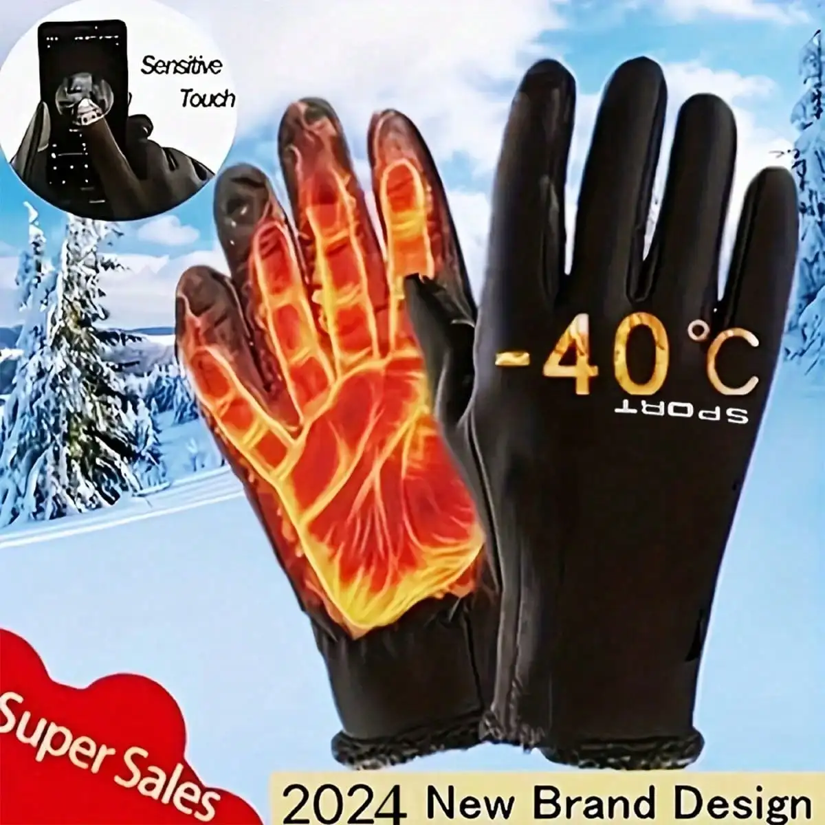Guantes para senderismo y acampada al aire libre para calentadores de manos, adecuados para deportes, ciclismo, esquí y guantes impermeables con pantalla táctil