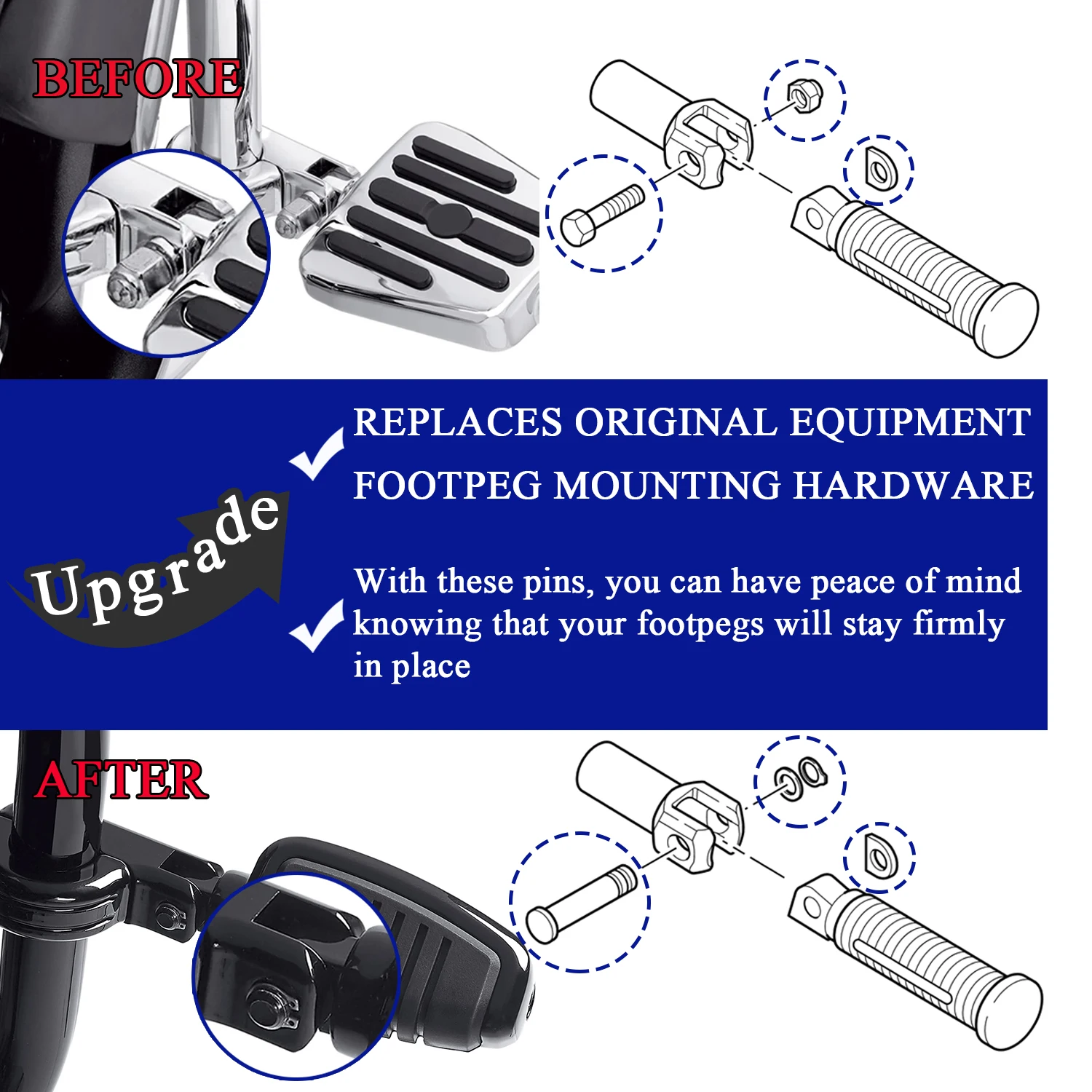 Motorcycle 10Pcs Footpeg Mount Pin Bolt Spring Washer Kit For Harley Touring Softail Dyna Sportster XL883 Street Bob Road King