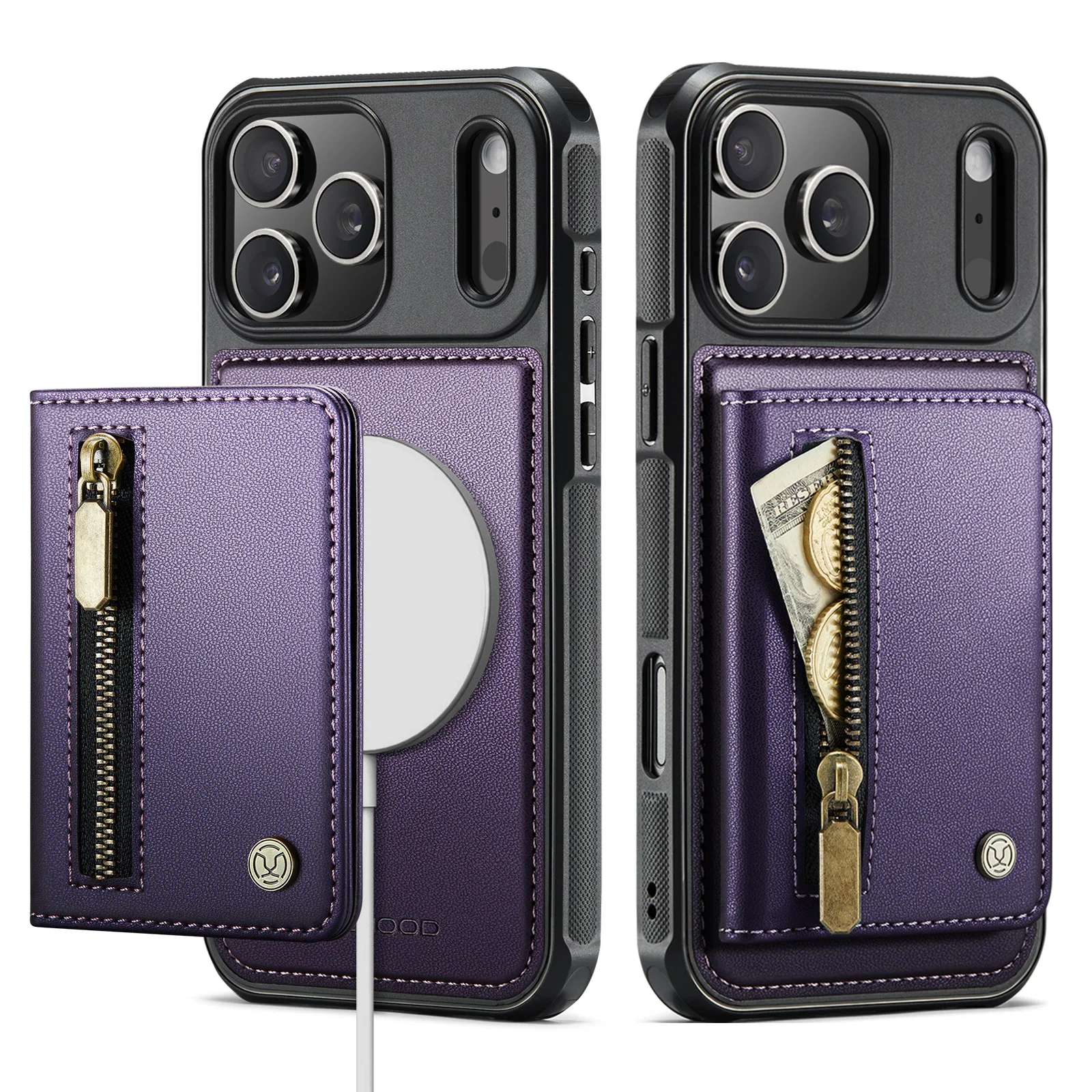 

Magnetic Leather Phone Case For iPhone 17 Pro Max 13 12 14 15 16 Pro Max Plus Zipper Wallet Card Holder Slots Phone Back Cover