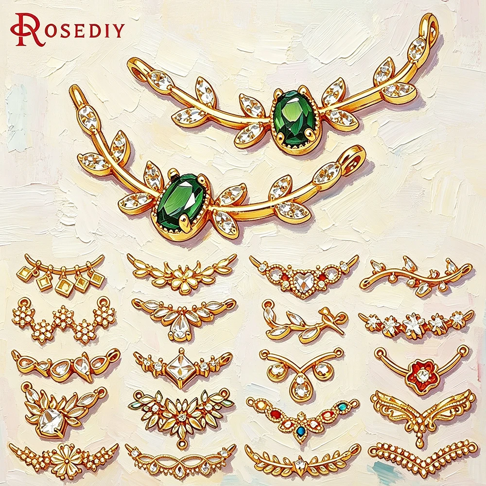 

18K Gold Color Brass and Zircon 2 Holes Connect Charms Pendants High Quality Jewelry Making Necklace Diy Accessories